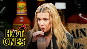 Millie Bobby Brown Needs a Milkshake While Eating Spicy Wings